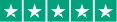 Five white stars in a row on a green background representing a five-star rating.
